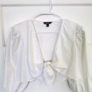Express White Tie-Front Blouse